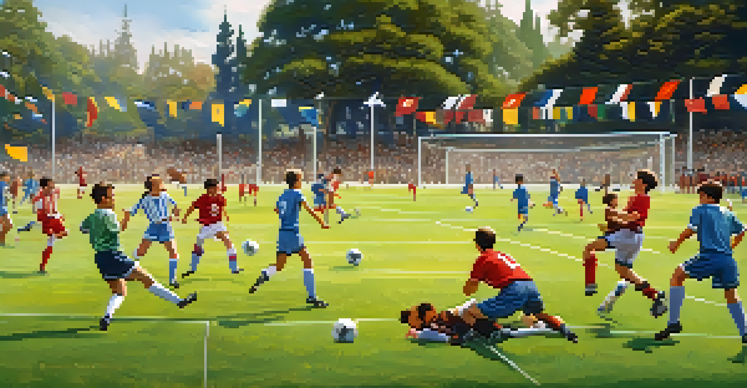 A dynamic soccer match in Redwood City with diverse players and enthusiastic spectators enjoying the event.