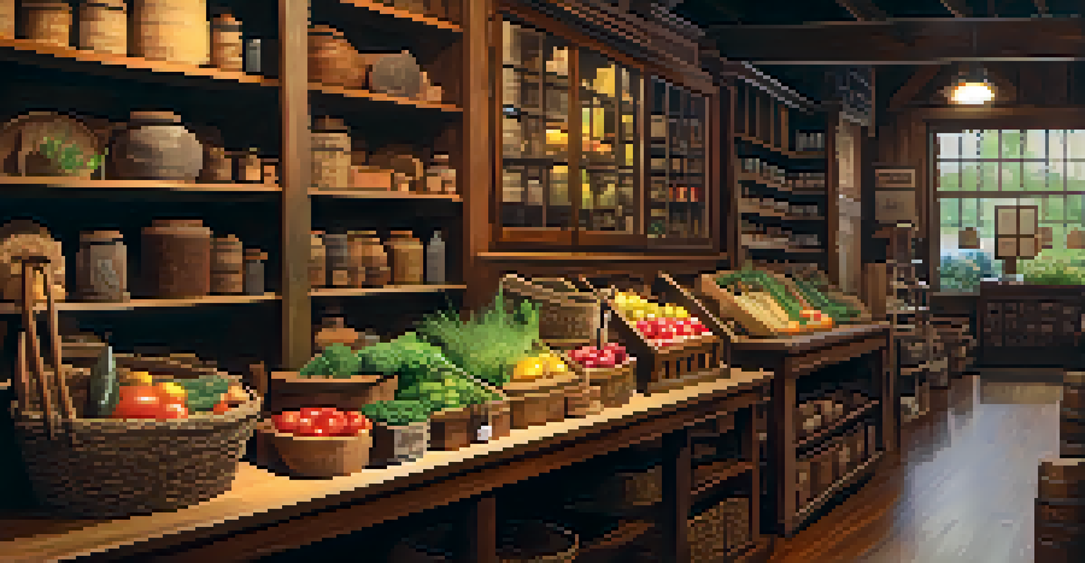 The interior of the Woodside Store Museum showcasing vintage farming tools and artifacts.