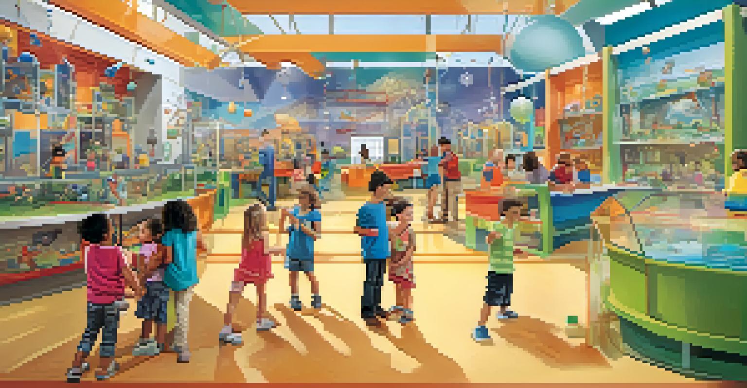Children interacting with colorful interactive exhibits at the Children's Discovery Museum, showcasing a fun and educational environment.
