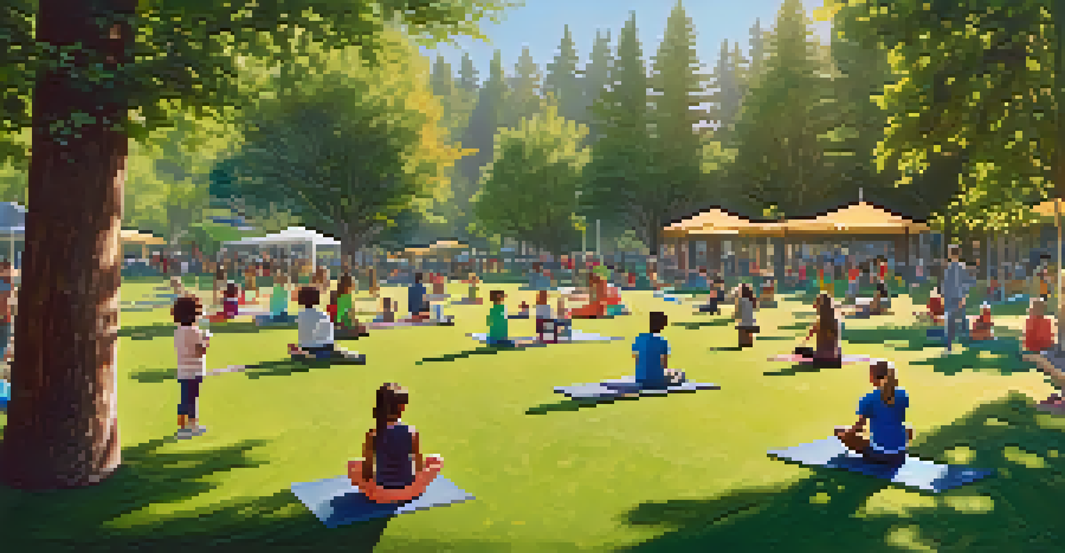 Families engaging in outdoor activities in a vibrant Redwood City park, with green grass and children playing under the sun.