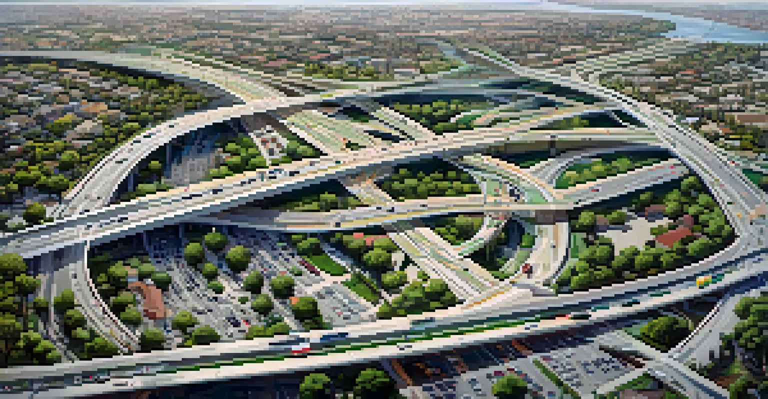 Aerial view of Redwood City showing interconnected roads, parks, and residential areas with bike lanes and pedestrian pathways.