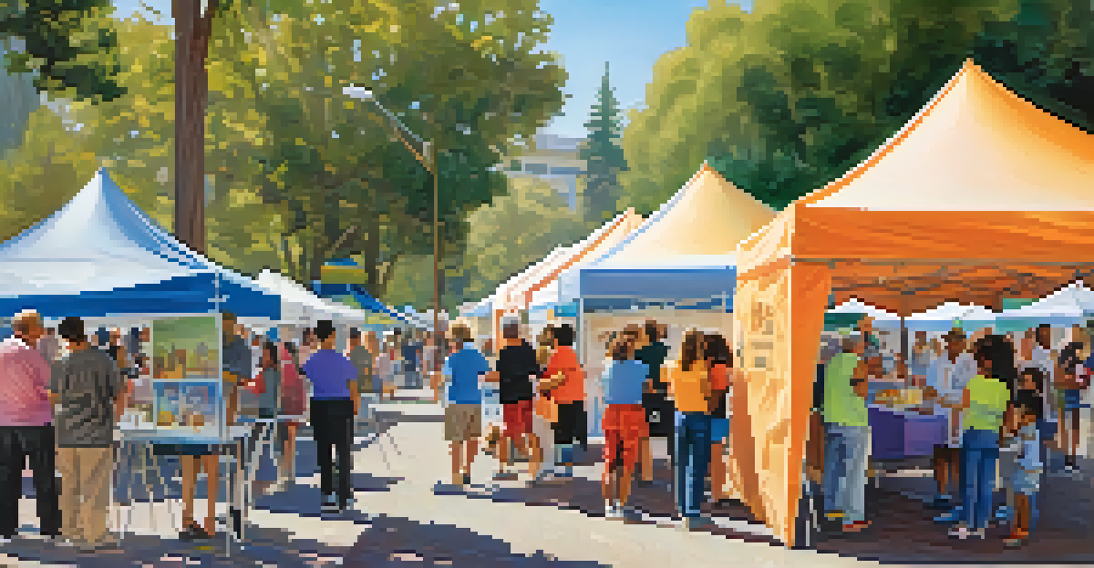 A lively community health fair with diverse attendees engaging with health professionals and participating in activities.