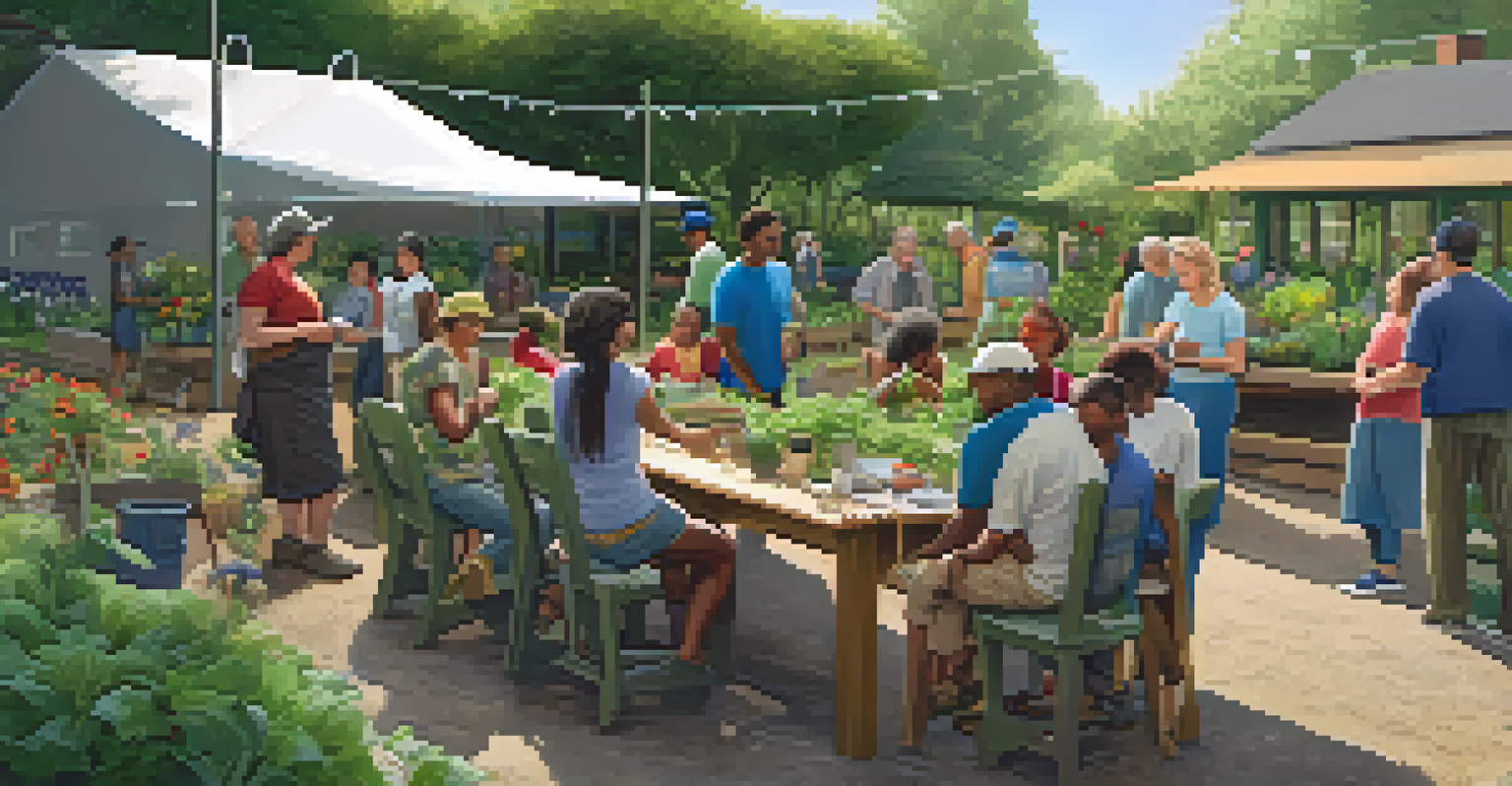 A group of people participating in a gardening workshop in a lush community garden.