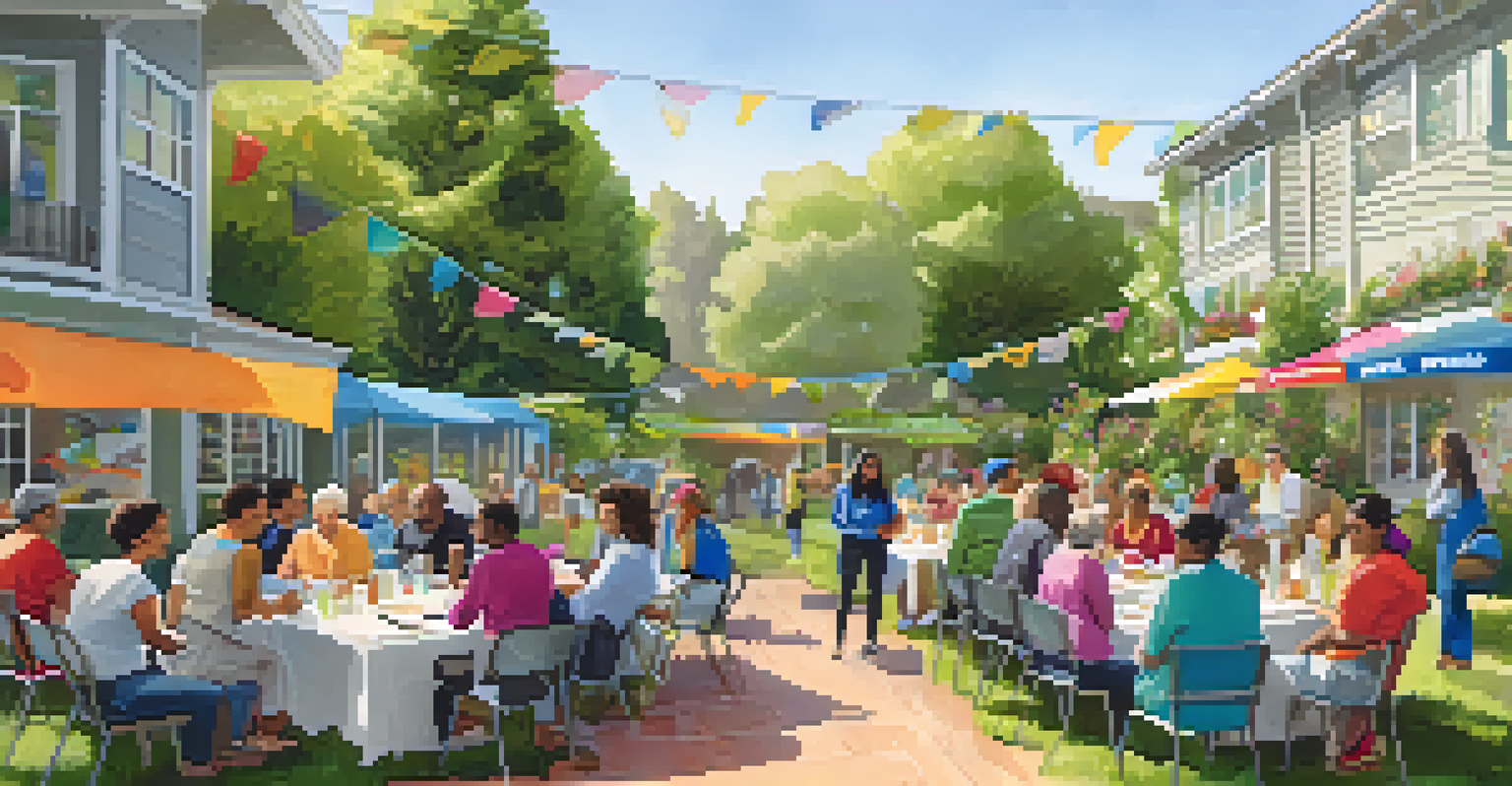 Residents participating in a community engagement workshop focused on sustainable living in a vibrant communal garden.