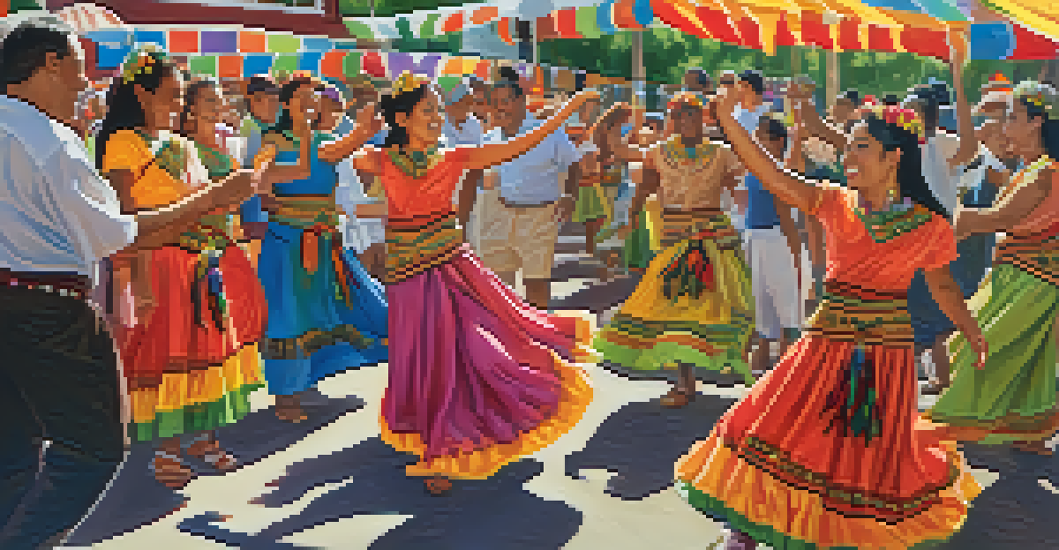 A community cultural festival in Redwood City, showcasing diverse people participating in traditional dances and festivities.
