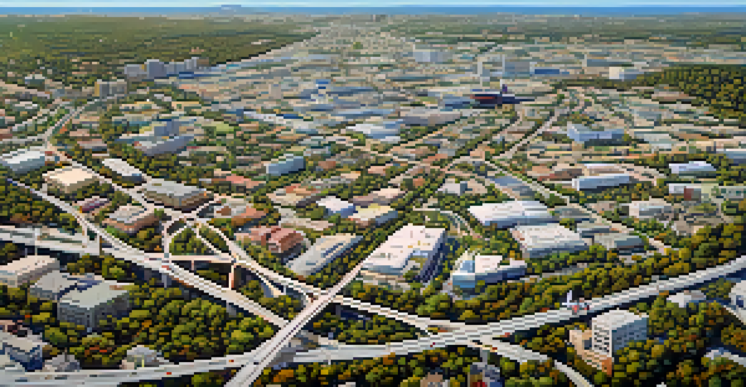 An aerial view of Redwood City illustrating shuttle routes through neighborhoods and parks.