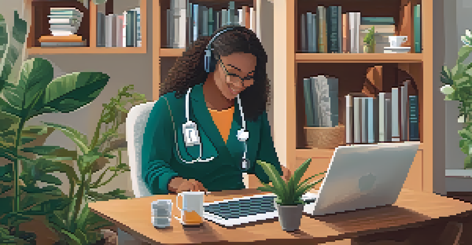 A person at home engaged in a telehealth consultation on a laptop.