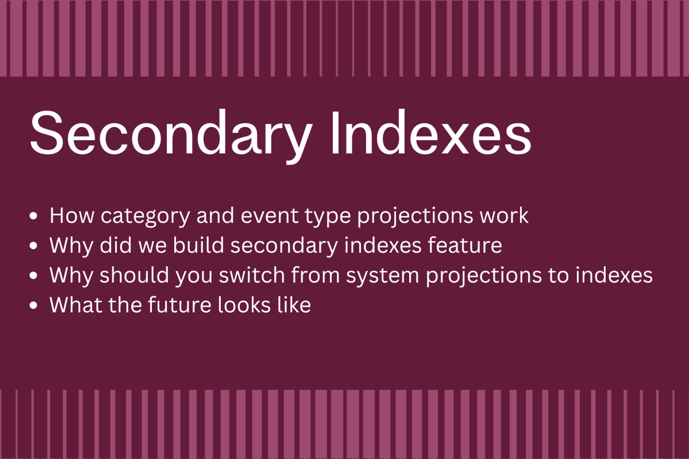 Secondary Indexes in KurrentDB: Default Indexes