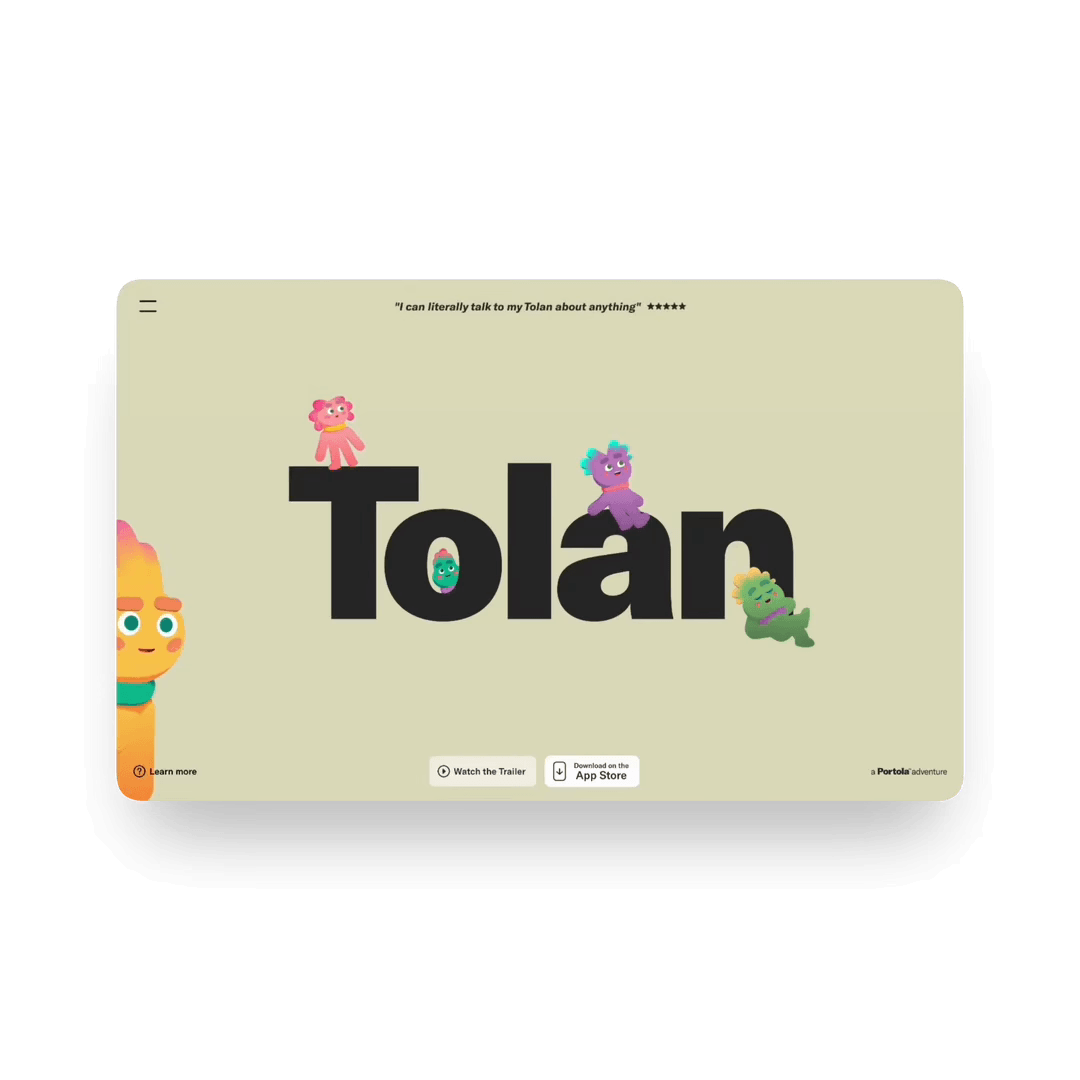 Colorful Tolan wordmark with illustrated characters