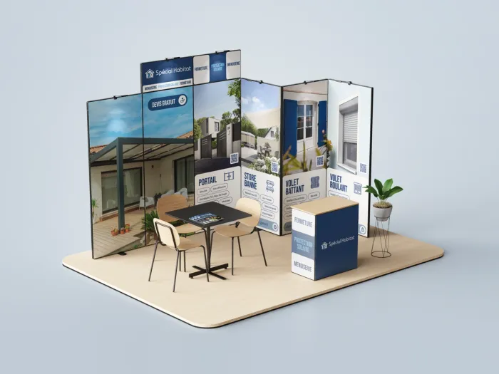 Spécial Habitat (3/10) — for Olivier Leroy — Strategy,Illustration — Dépliant, Impression, Dibond, Stand de foire, Bento design — by Alexis Oulès — Brand & UX/UI Designer