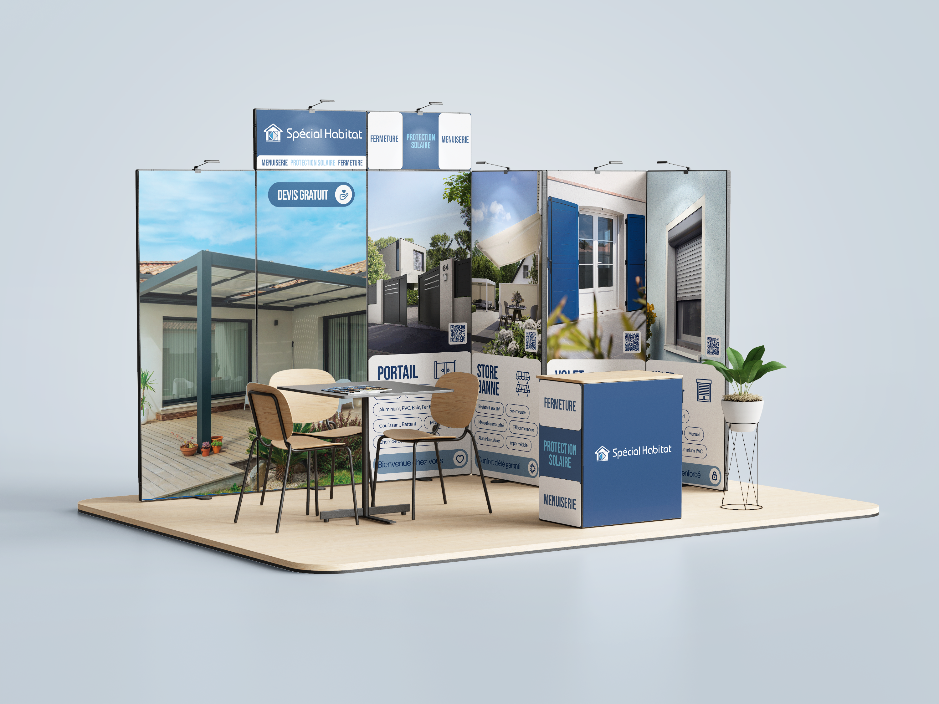Spécial Habitat (4/10) — for Olivier Leroy — Strategy,Illustration — Dépliant, Impression, Dibond, Stand de foire, Bento design — by Alexis Oulès — Brand & UX/UI Designer