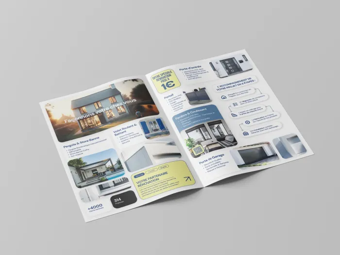 Spécial Habitat (2/10) — for Olivier Leroy — Strategy,Illustration — Dépliant, Impression, Dibond, Stand de foire, Bento design — by Alexis Oulès — Brand & UX/UI Designer