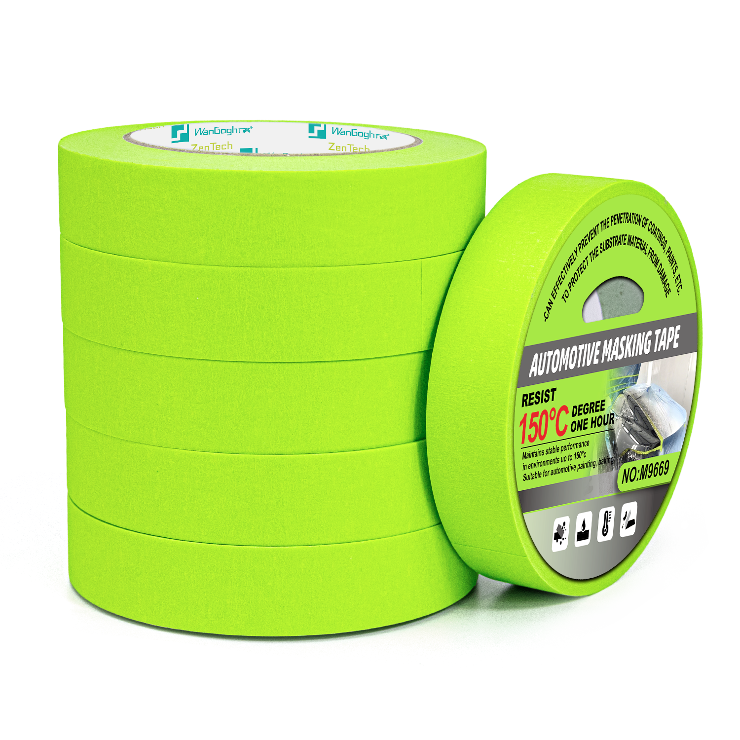 Green Crepe Paper Washi Masking Tape - product photo