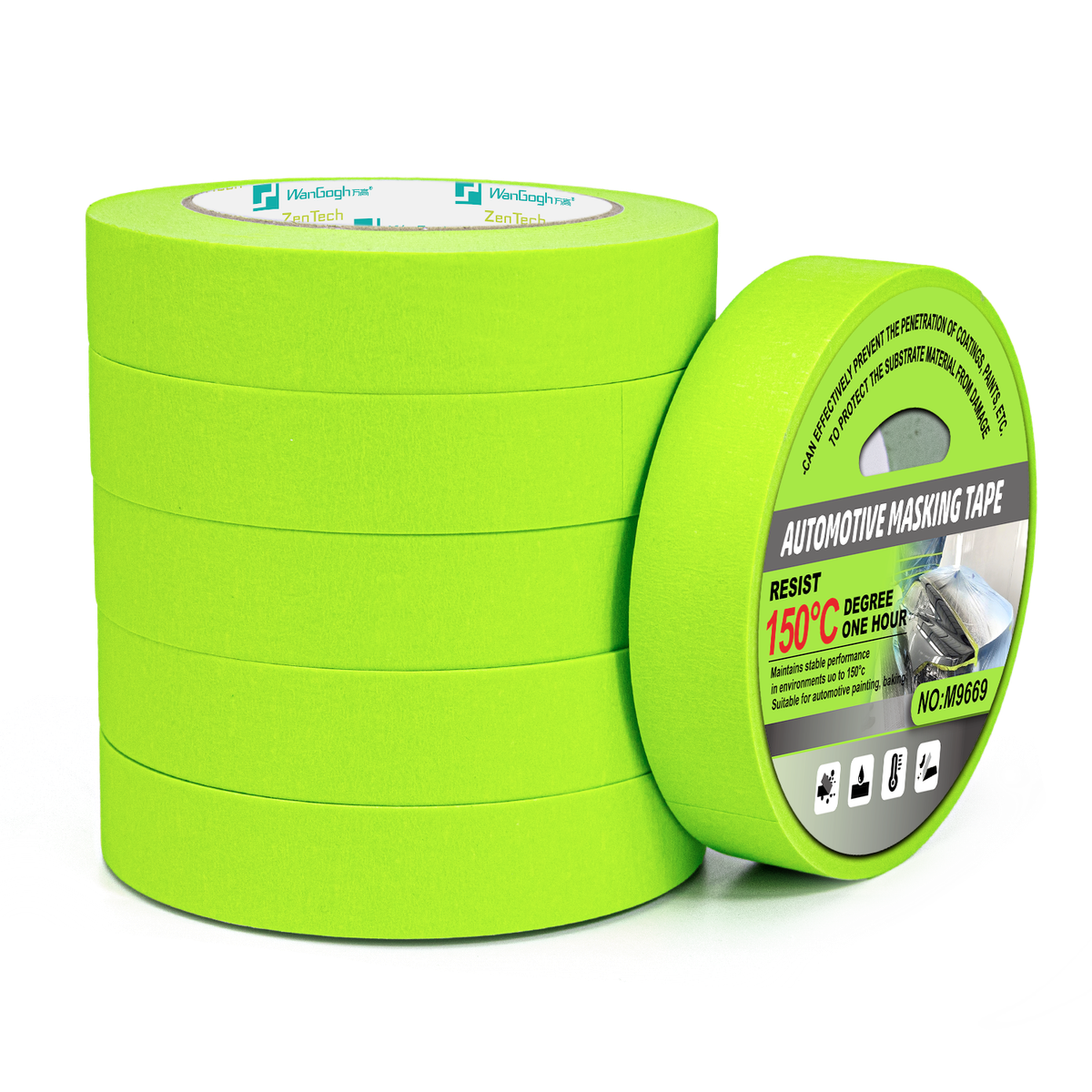 Green Crepe Paper Washi Masking Tape - product photo