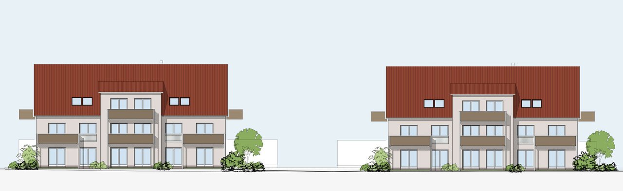 Ansichtszeichnung des GrünQuartiers in Wassertrüdingen aus den Projektunterlagen.