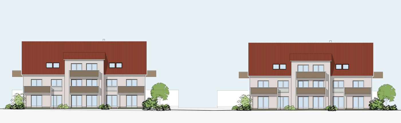Ansichtszeichnung des GrünQuartiers in Wassertrüdingen aus den Projektunterlagen.