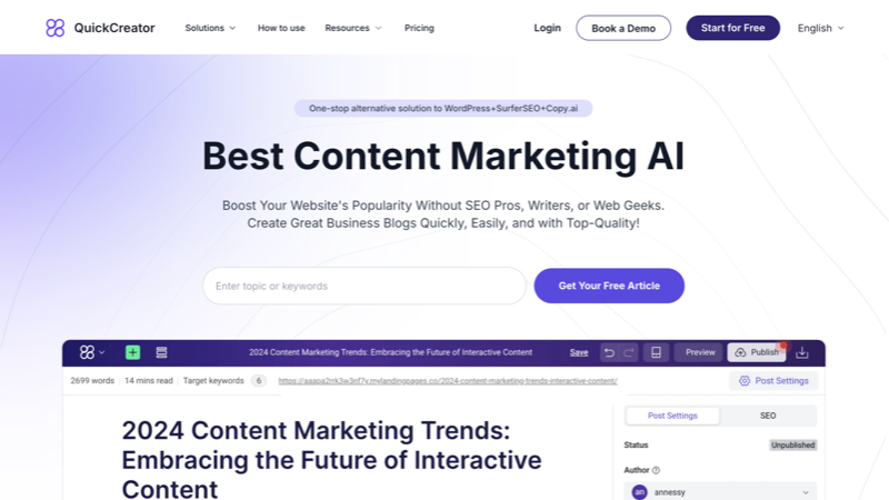 QuickCreator landing page hero QuickCreator landing page hero