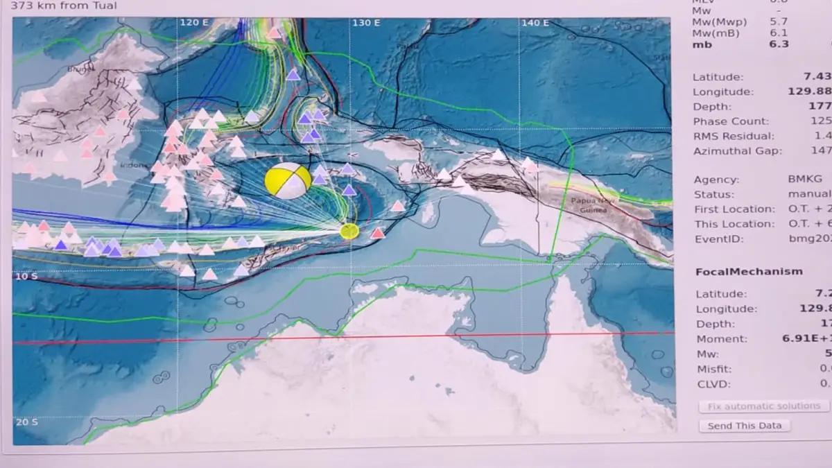 Gempa M6,9 Guncang Laut Banda Maluku Tenggara Barat, Tak Berisiko Tsunami