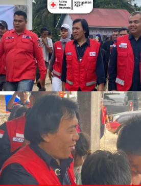 Komeng menjadi relawan PMI untuk membantu dan menghibur korban banjir di Sumatera.