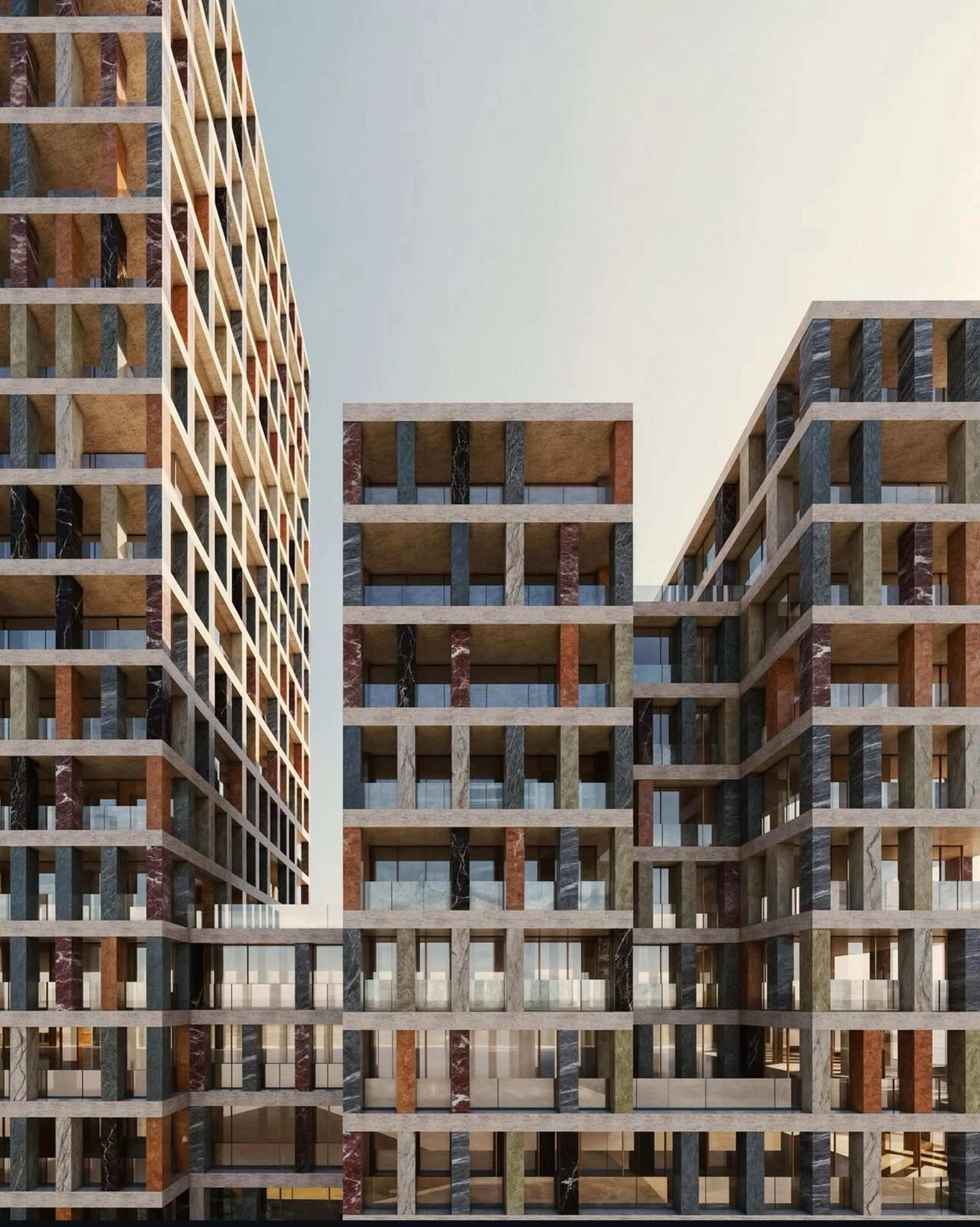 Complexo residencial em Tirana com pátio - apartamentos premium com fachada de mármore e espaço comum 2025