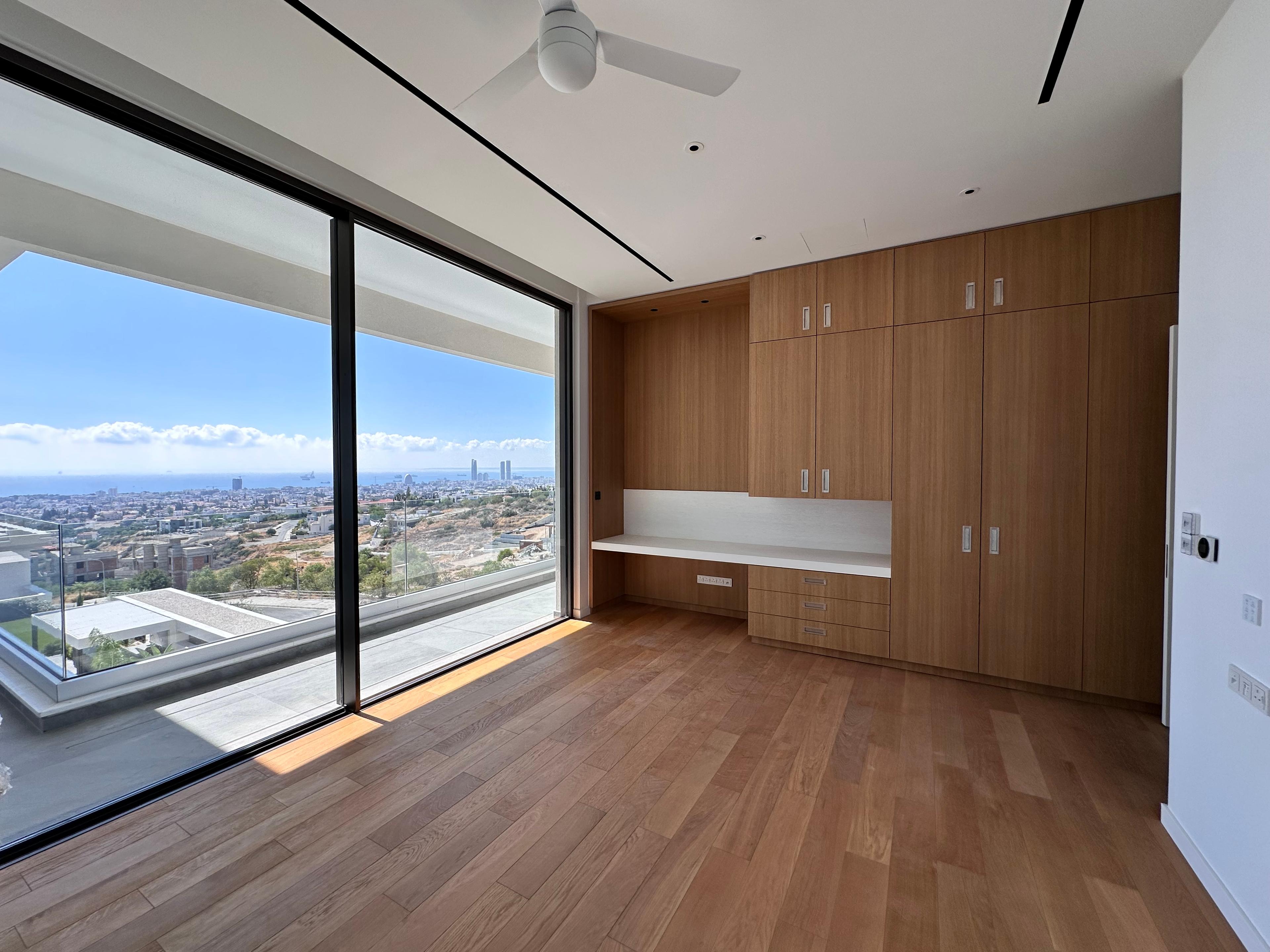 Modern bedroom with panoramic sea view – apartment for sale in Limassol, Cyprus 2025
