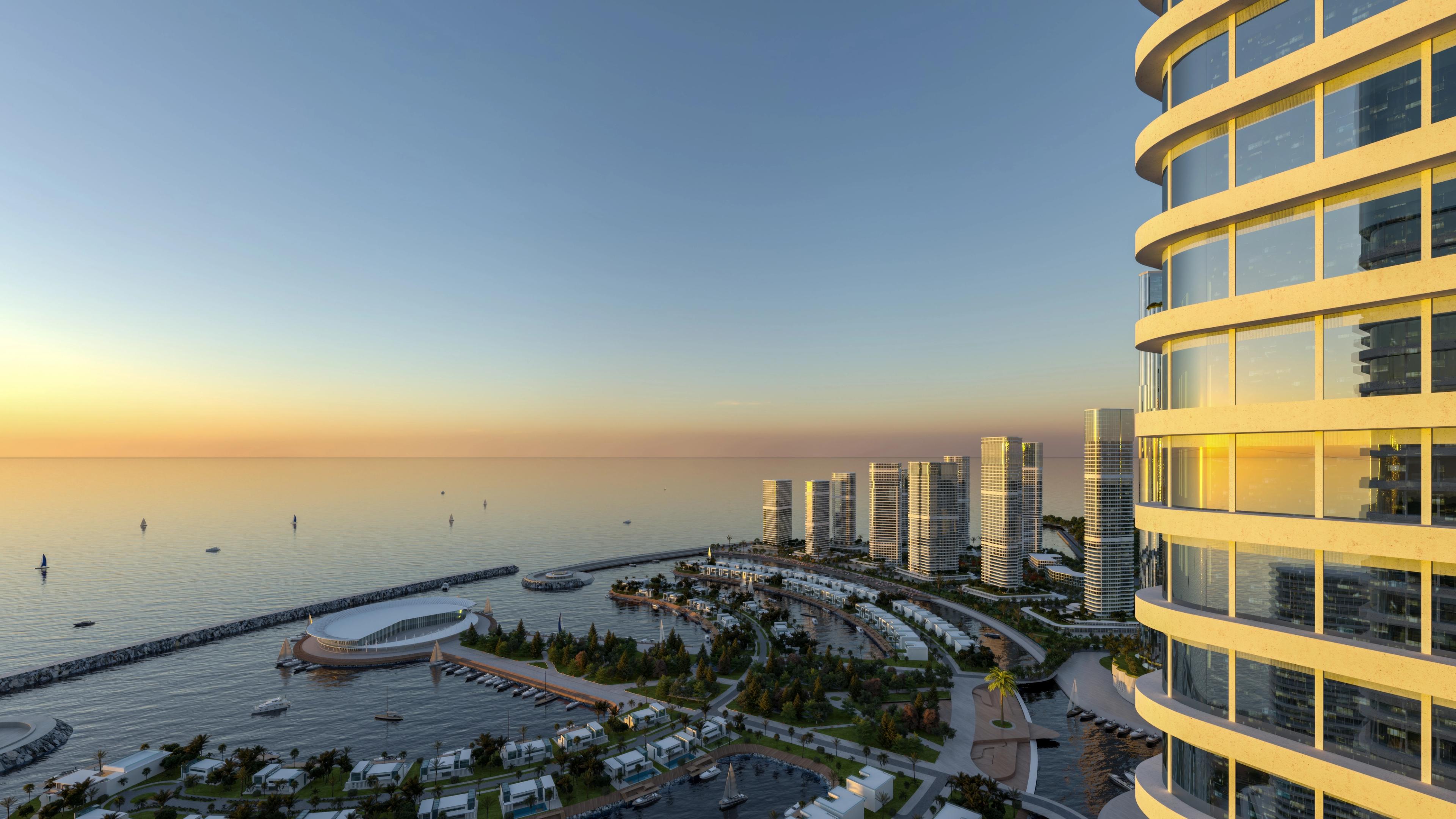 Вид з апартаменту на Ambassadori Island Batumi – розкішні апартаменти first line з панорамою Чорного моря і мариною, ексклюзивні нерухомості у Батумі.