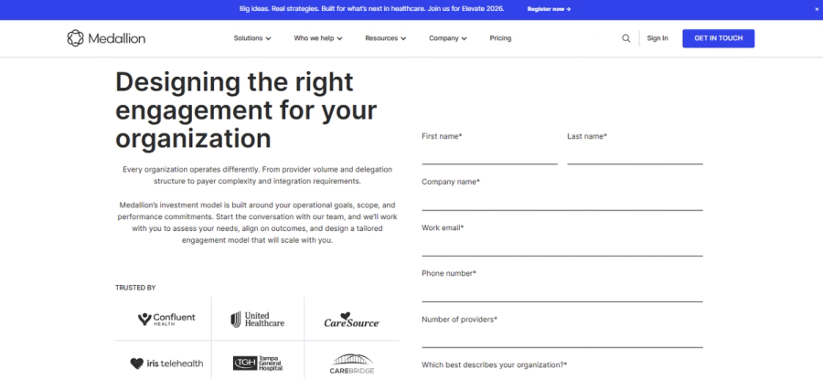 Medallion pricing page - Designing the right engagement for your organization