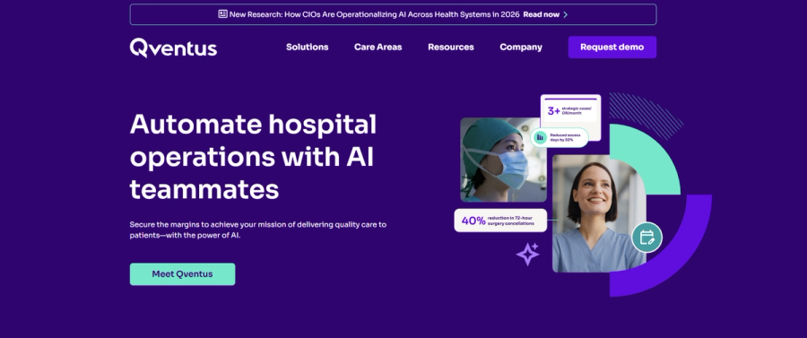 Qventus homepage - Automate hospital operations with AI teammates