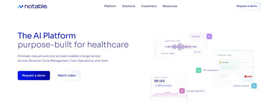 Notable homepage - The AI Platform purpose-built for healthcare