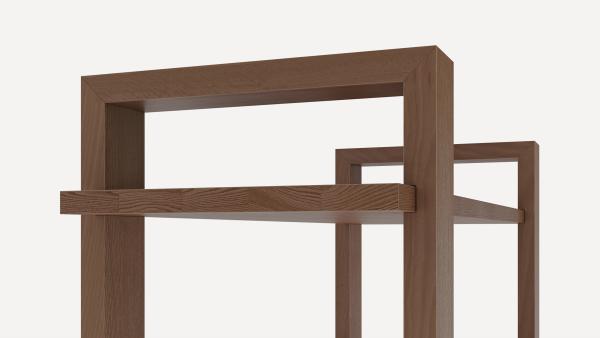 Up close image of wooden shelf