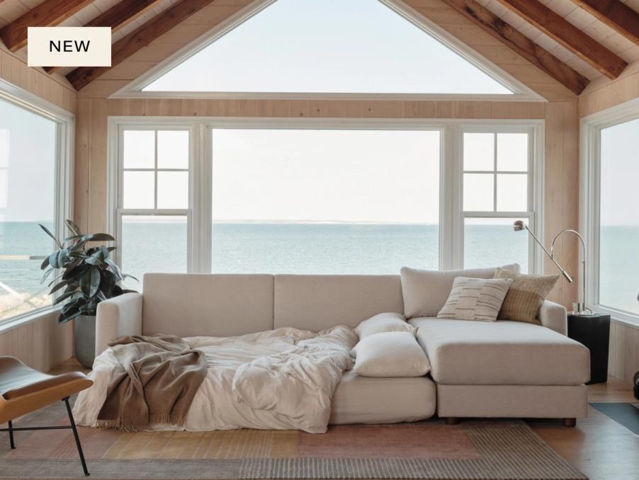 span sleeper sectional sofa in ivory