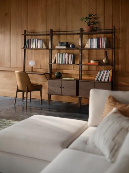 title shelving in walnut