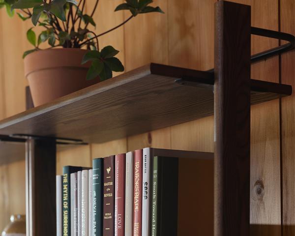 title shelving detail in walnut