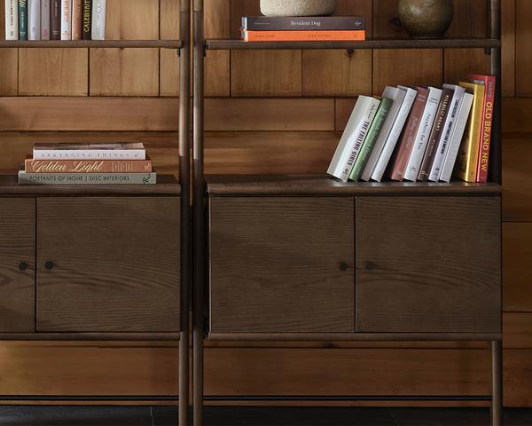 Title storage cabinet in walnut