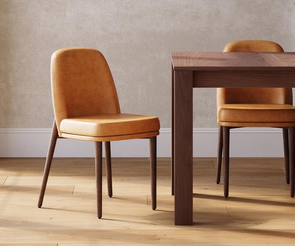 Alto dining chairs in Camel Leather/Walnut finish