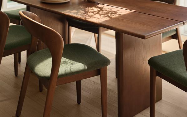 Sonnet dining chairs in moss green/walnut