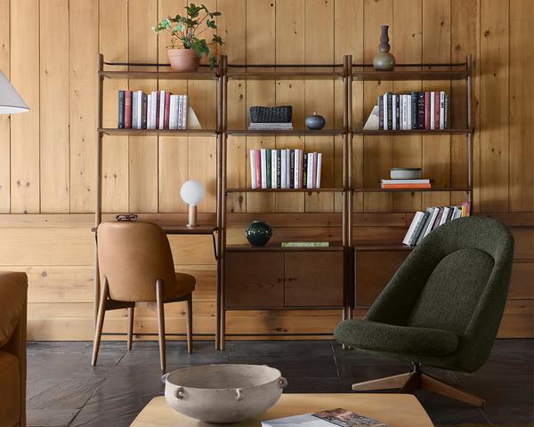 title shelving home office in walnut