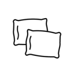 Black outline of two pillows