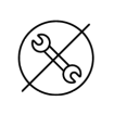 Icon crossing out a wrench