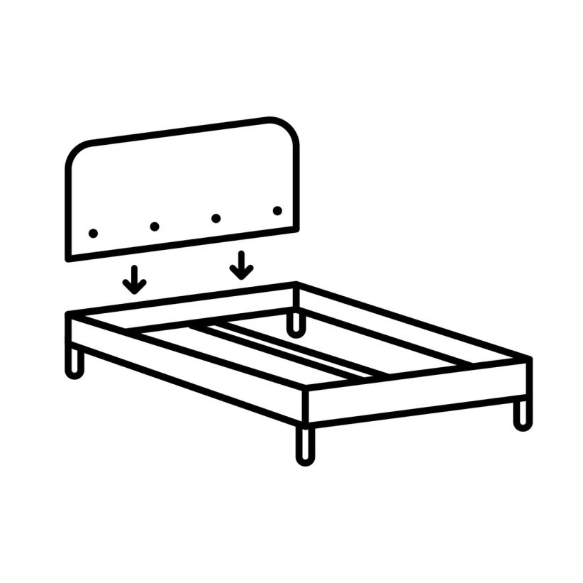 icon of headboard being insert into frame