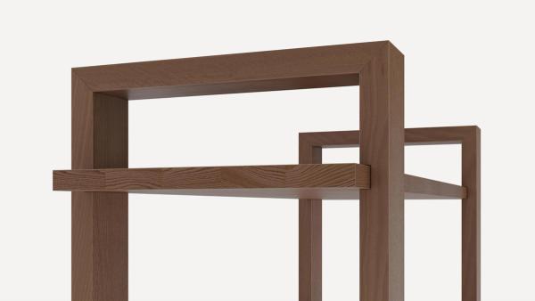 Up close image of wooden shelf