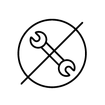 Icon crossing out a wrench