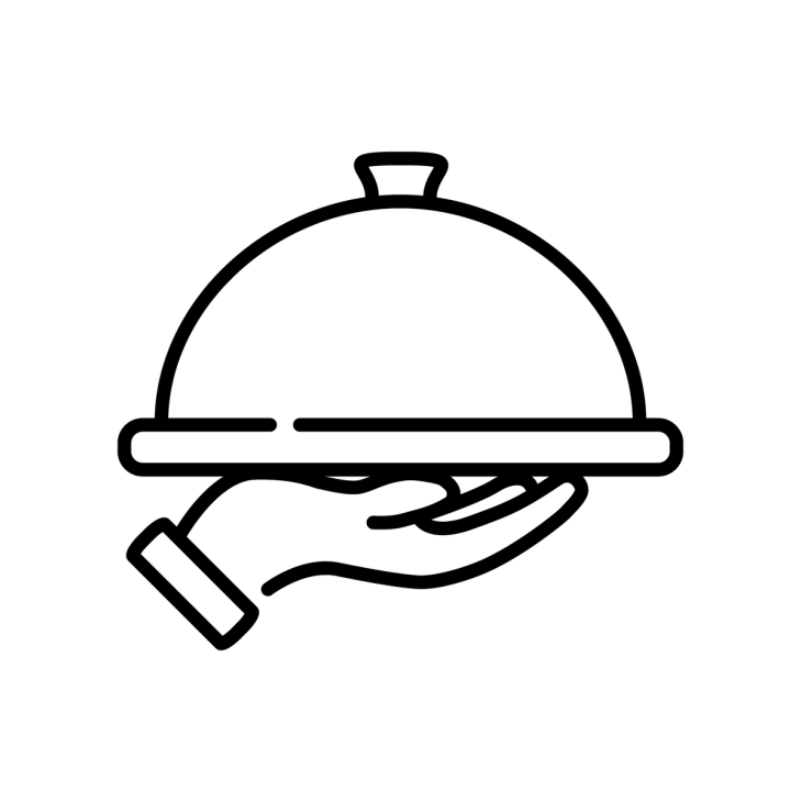 Hand on a tray icon 