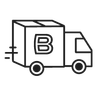 Icon showing a mail truck with a large B on the side