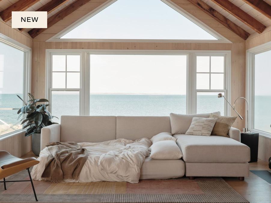 span sleeper sectional sofa in ivory