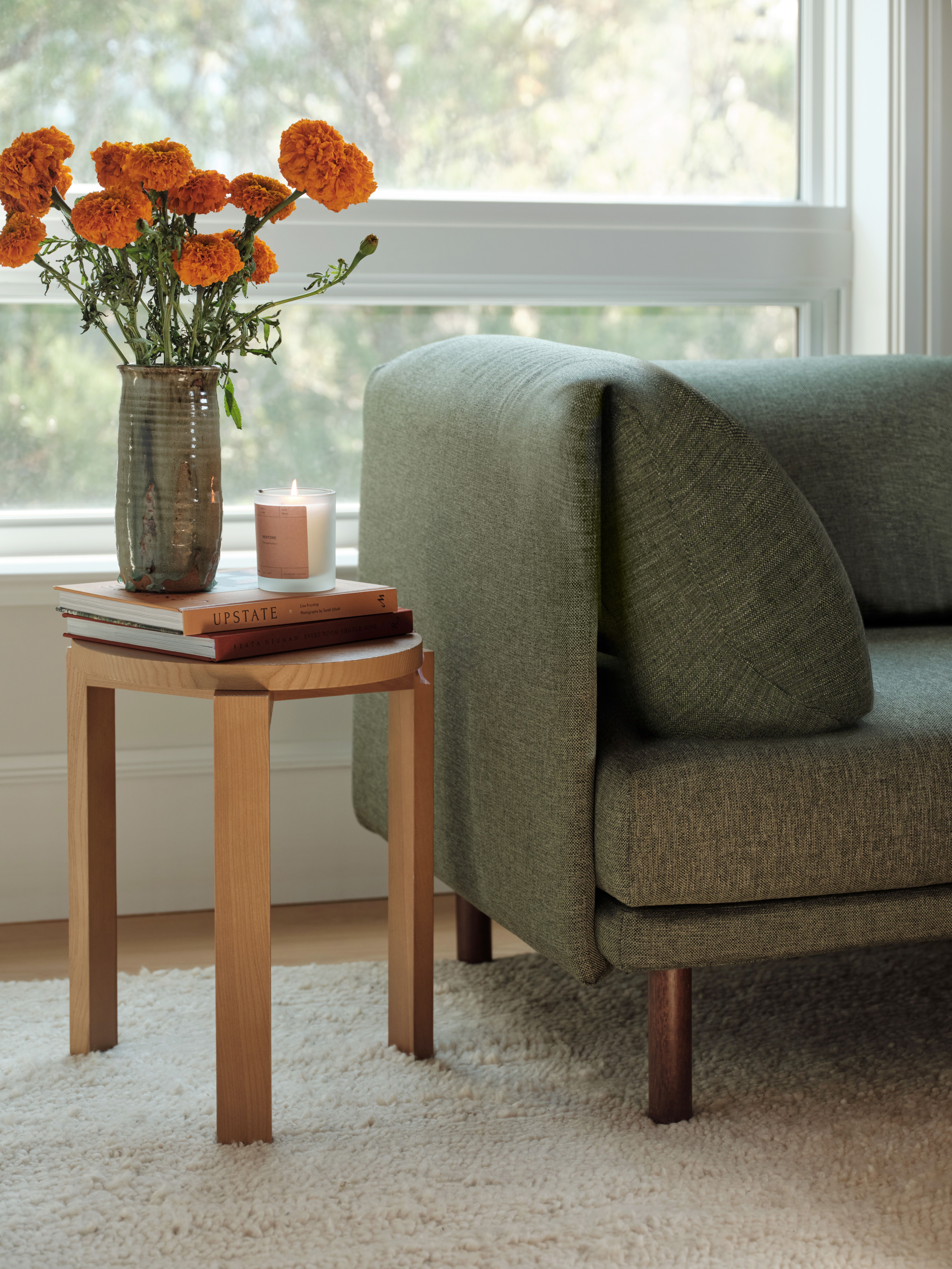 range sofa upholstered arm with index wooden stool
