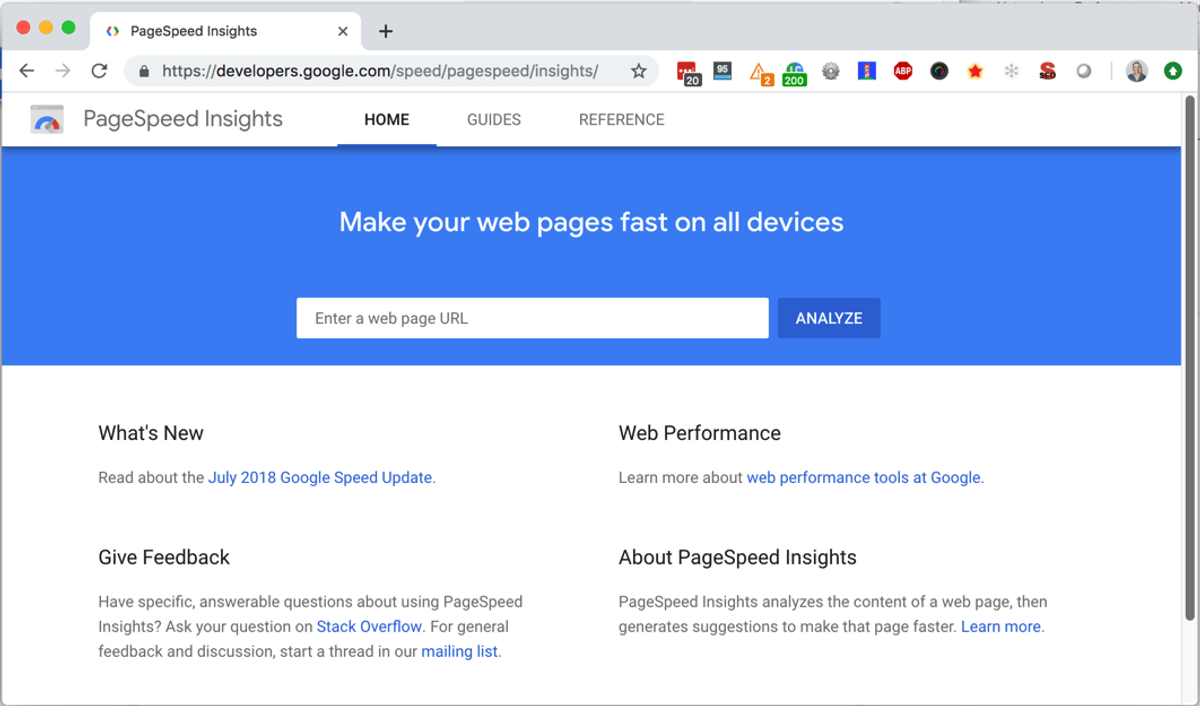 Screenshot of Google Lighthouse audit results generated through the PageSpeed Insights website
