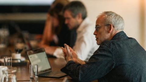 Man talking in workshop