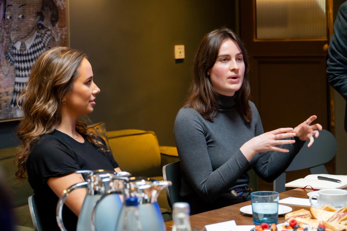 Two women talking