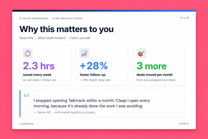 Customer Onboarding Deck Builder, Exemple de résultat